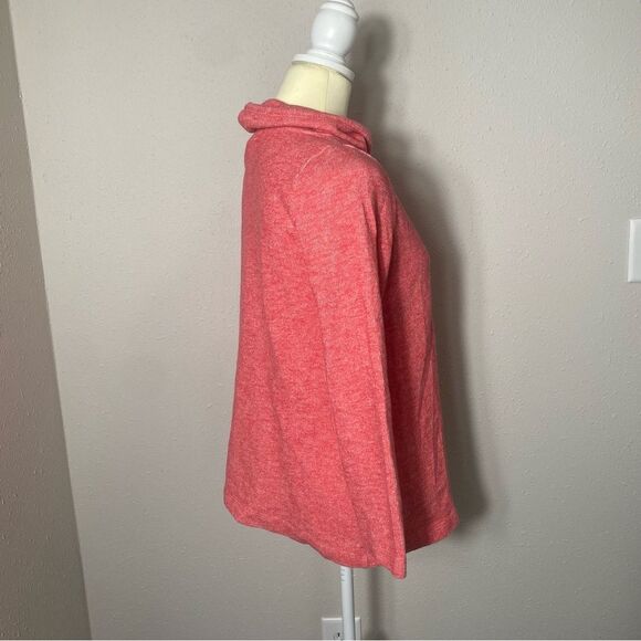 T By Talbots Heathered Red Funnel Neck Pullover Sweatshirt Women's Size Mp - Picture 12 of 13